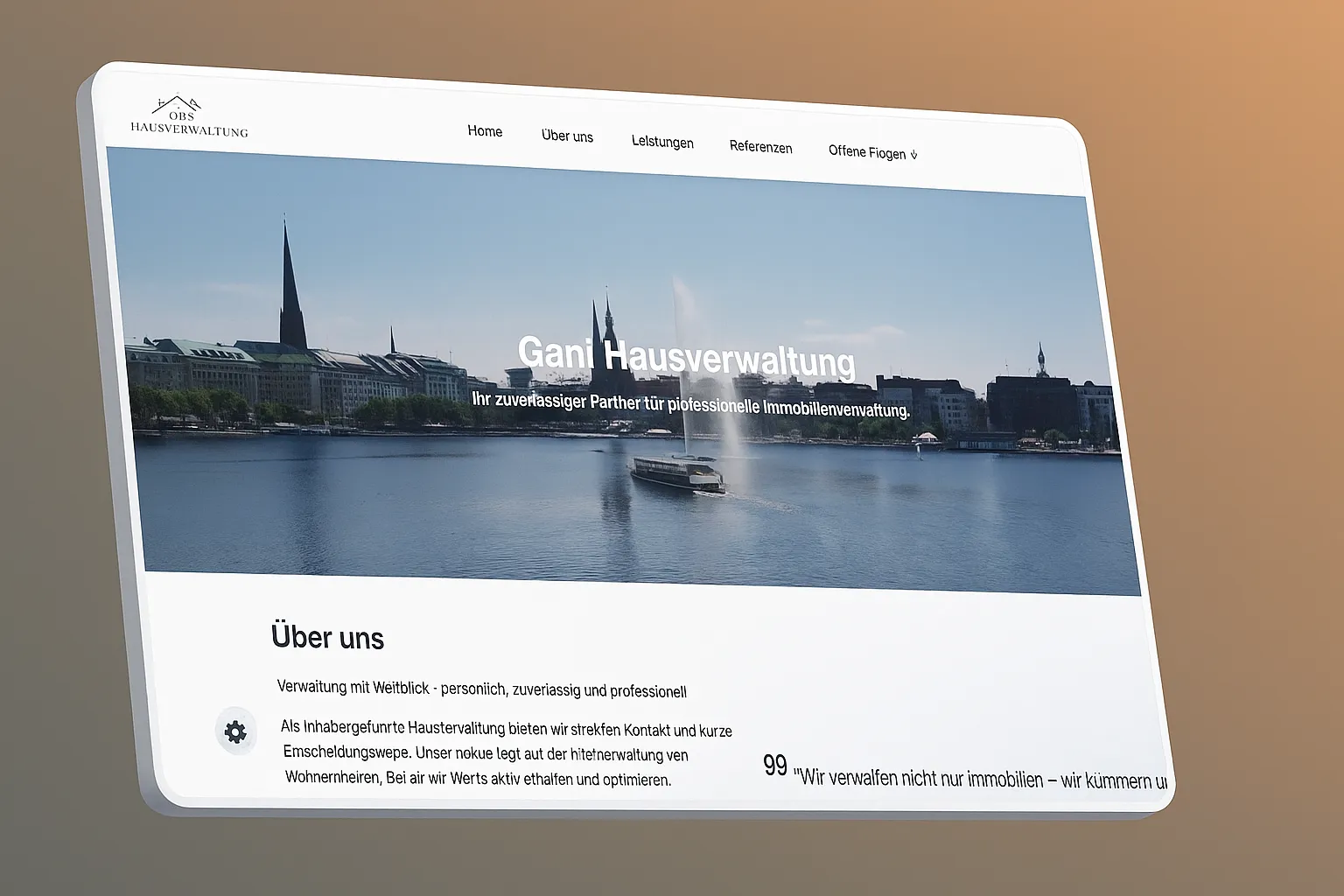 Website project screenshot showing modern design